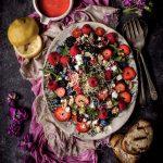 Mixed Berry Salad with Feta and Walnut and Raspberry Dressing