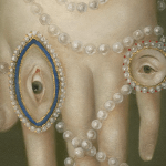 “Hand With Pearls and Lover’s Eyes” 7×5 inches, oil on panel © Fatima Ronquillo, 2017