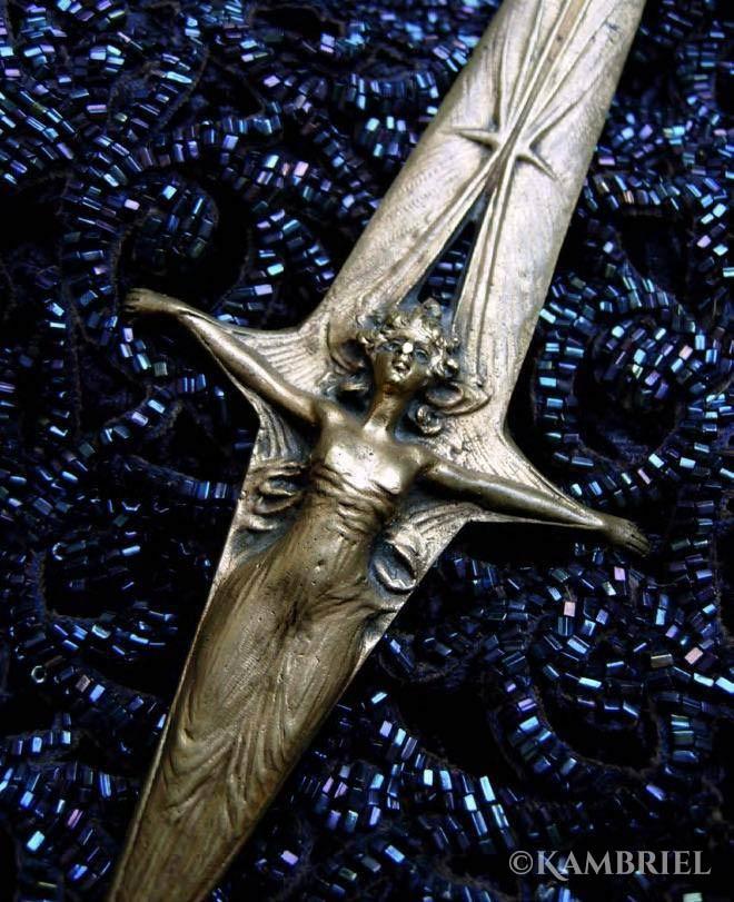 French Vampiress letter opener by Victorin Sabatier—cast bronze, circa 1900.