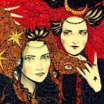 Portrait of Daria and Kambriel as Art Nouveau sisters