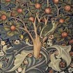 Detail of Woodpecker tapestry, William Morris. Wikimedia Commons.