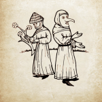 Frau Perchta (right) from Hans Vintler’s Die Pluemen der Tugent (“The Flowers of Virtue”) (1411). Redrawn from manuscript by Lauren Church.
