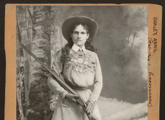 Annie Oakley - famous rifle shot and holder of the Police Gazette championship medal