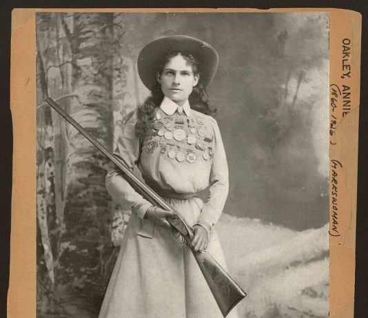 Annie Oakley - famous rifle shot and holder of the Police Gazette championship medal