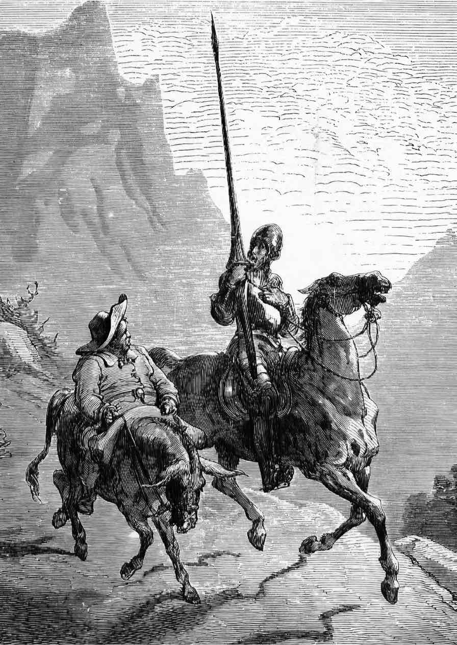 Engravings by Gustave Doré. Above left- illustration 5 for Miguel de Cervantes’s Don Quixote, 1863.