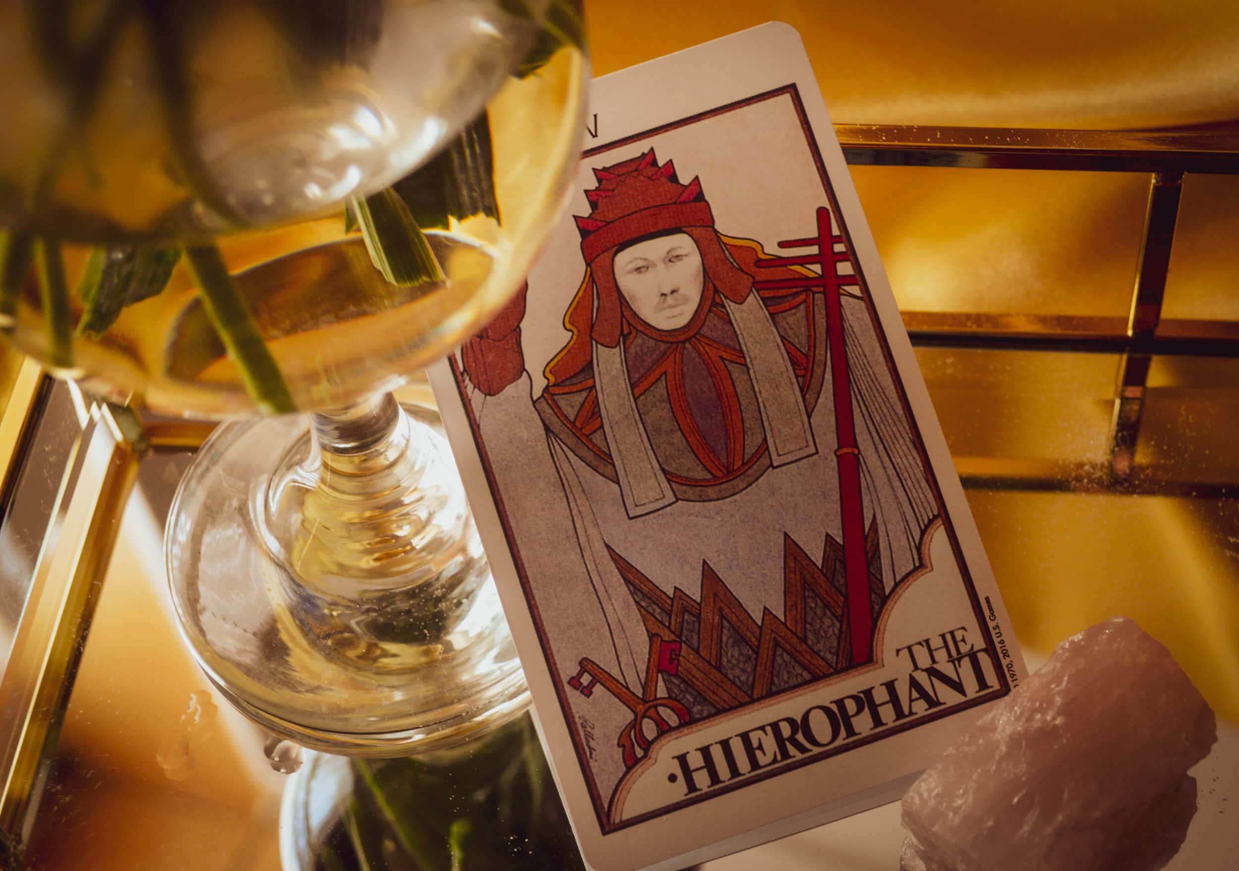 Taurus Power Card: The Hierophant Seek divine wisdom. You will find strength through endurance, persistence, and inspiration. From the Aquarian Tarot by David Palladini.