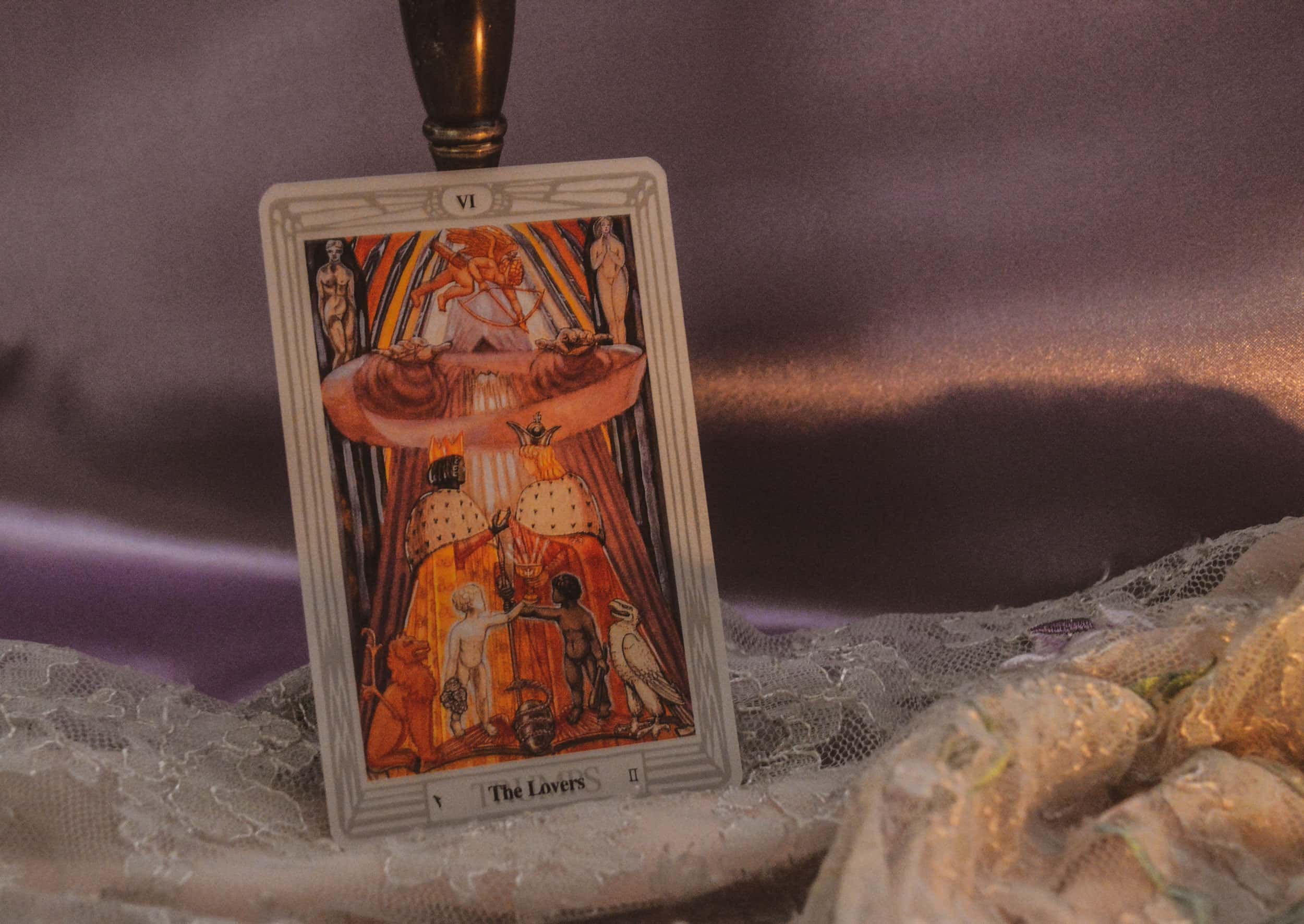 GEMINI POWER CARD: The Lovers Soul connections. Choices. Balancing of opposites to create wholeness. Honest communication. From the Crowley Thoth Deck.