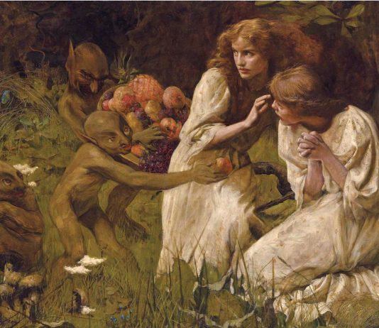 The Goblin Market, 1895, by Hilda Koe, oil on canvas