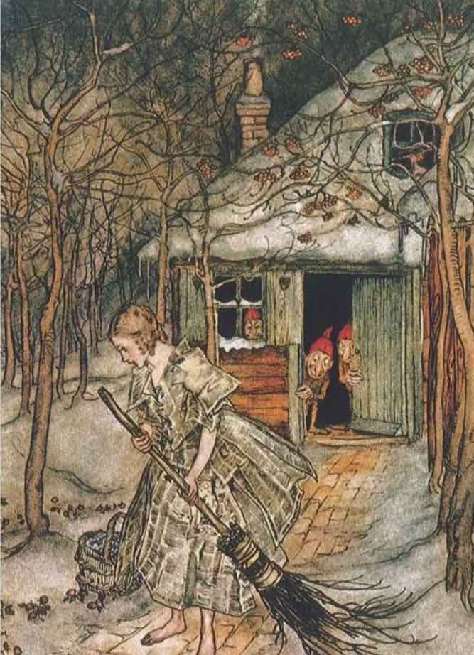 From Grimm’s fairy tale, The Three Little Men in the Wood, illustrated by Arthur Rackham