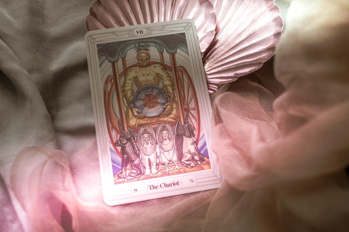 Cancer Power Card: The Chariot Use your intuition to see the best course for moving forward. Your armor will protect you, but you must find the balance between the exterior and the emotions. From the Crowley Thoth deck.