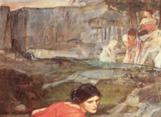 Study for Maidens Picking Flowers by the Stream (1911), by John William Waterhouse