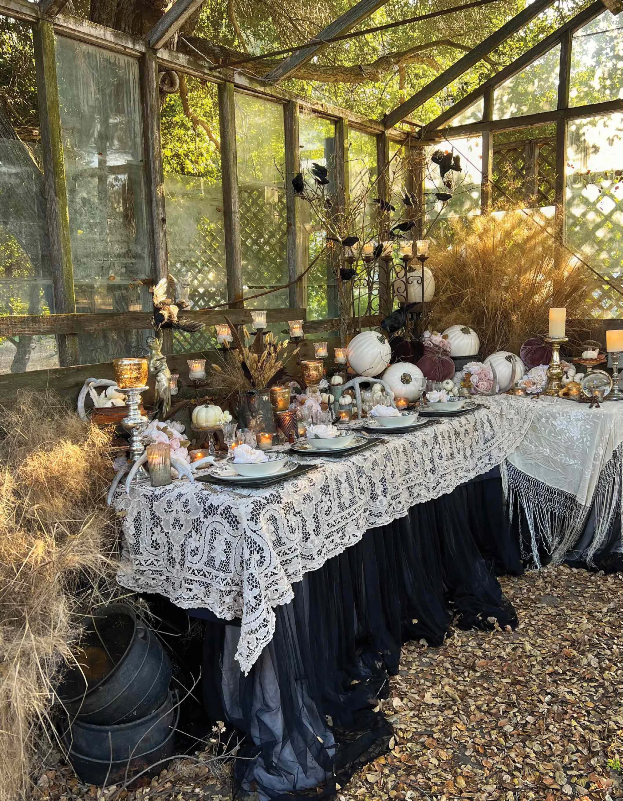 Celebrate autumn with an enchanting tablescape that evokes your inner witch. Explore the fusion of harvest abundance and introspective magic. Dive into a subdued color palette, ravens, crystal balls, and vintage heirlooms. Embrace the duality of life with contrasting elements. Whether classic or Gothic, this tablescape sparks conversation and invites the mysterious inner witch to awaken this fall.