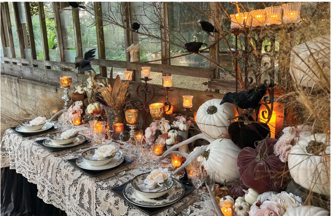 Celebrate autumn with an enchanting tablescape that evokes your inner witch. Explore the fusion of harvest abundance and introspective magic. Dive into a subdued color palette, ravens, crystal balls, and vintage heirlooms. Embrace the duality of life with contrasting elements. Whether classic or Gothic, this tablescape sparks conversation and invites the mysterious inner witch to awaken this fall.