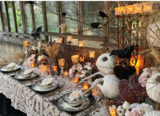 Celebrate autumn with an enchanting tablescape that evokes your inner witch. Explore the fusion of harvest abundance and introspective magic. Dive into a subdued color palette, ravens, crystal balls, and vintage heirlooms. Embrace the duality of life with contrasting elements. Whether classic or Gothic, this tablescape sparks conversation and invites the mysterious inner witch to awaken this fall.