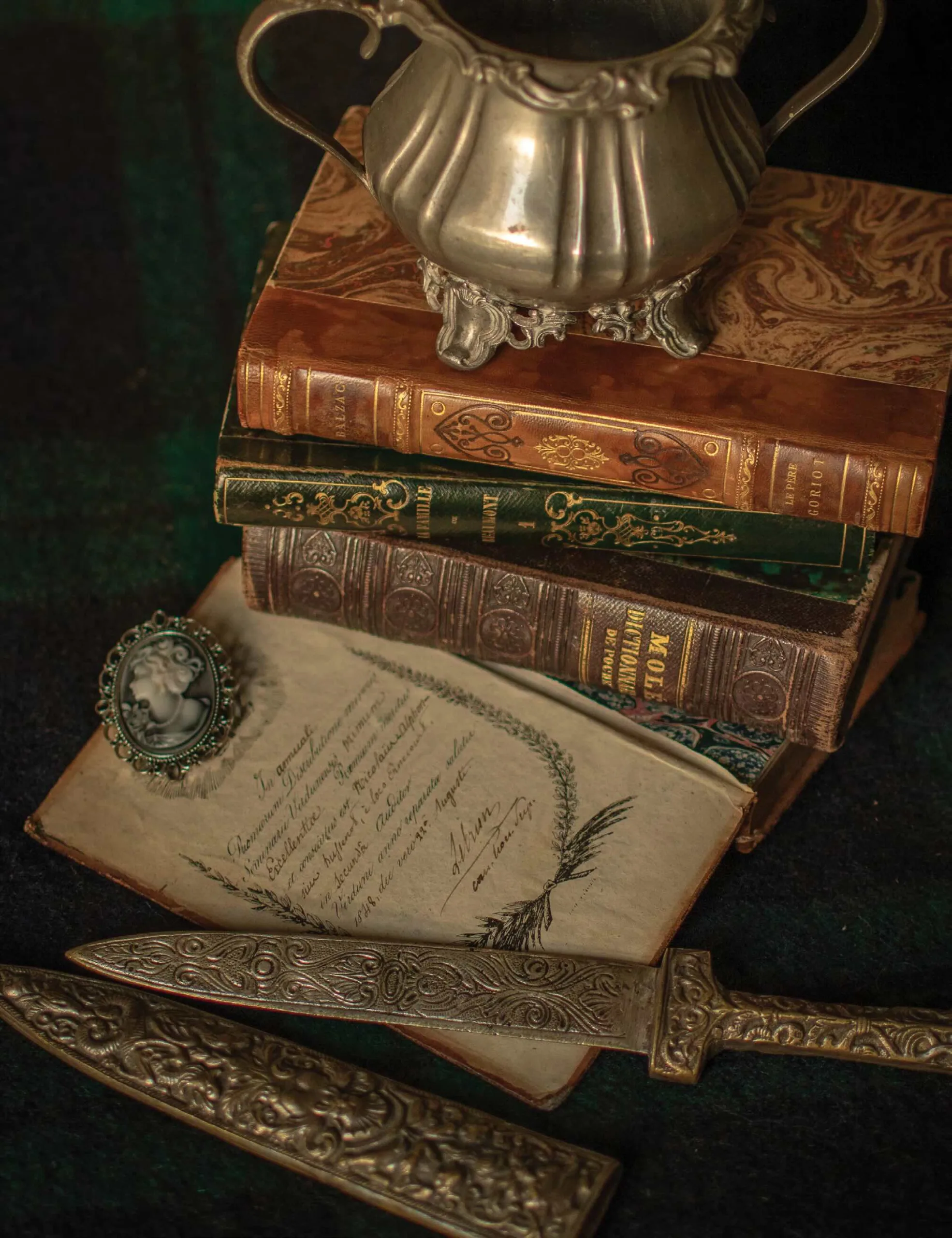 A beautiful assortment of antique books from Lola C. @woodwitchh.