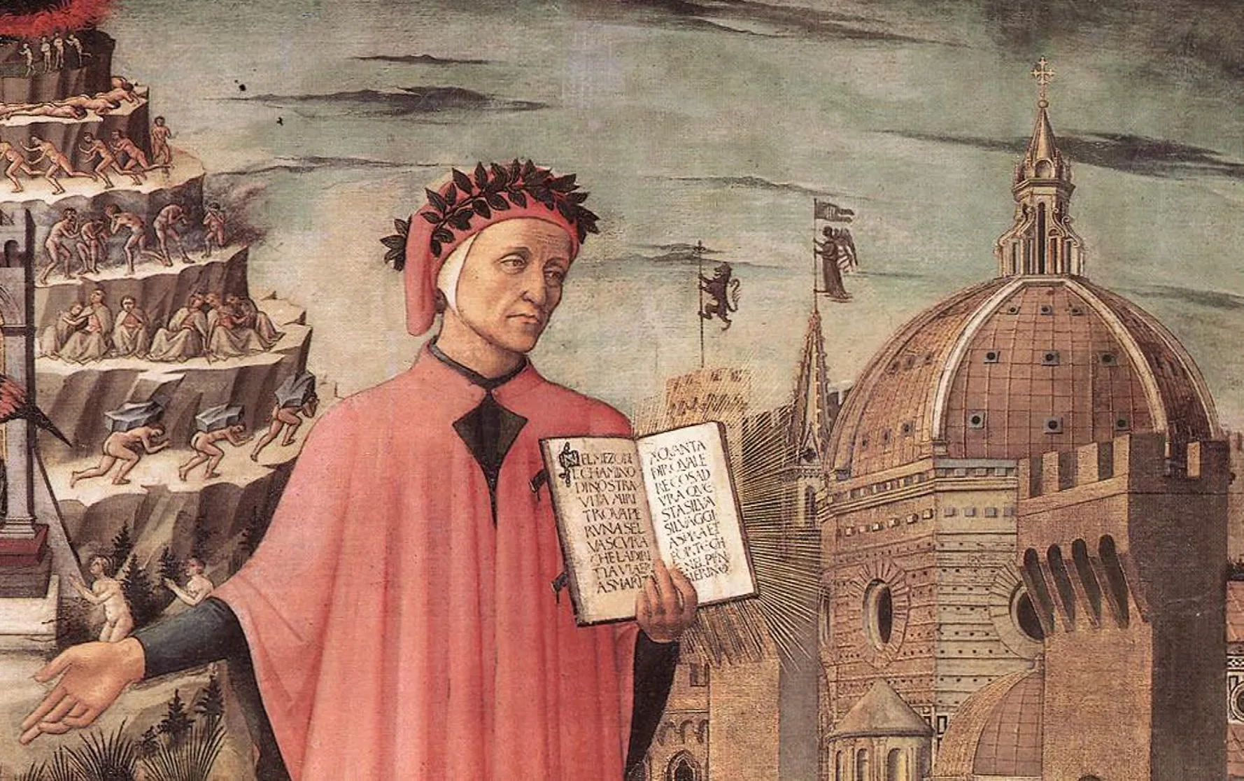 Dante Illuminating Florence with his Poem, detail, (1465) by Domenico di Michelino | The Picture Art Collection / Alamy Stock Photo