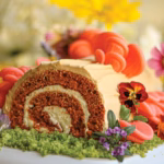 WoodlaNd Log cake with Marzipan Mushrooms