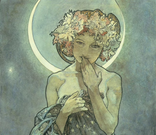 The Moon (1902), by Alphonse Mucha - Heritage Images : Alamy.com